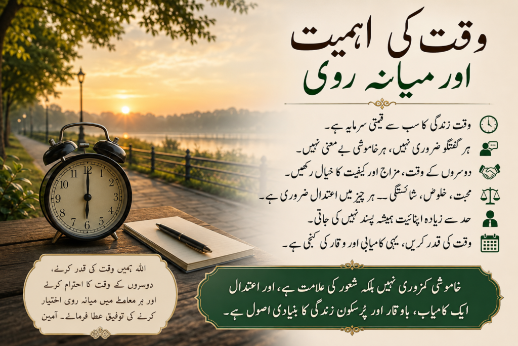 وقت کی اہمیت اور میانہ روی